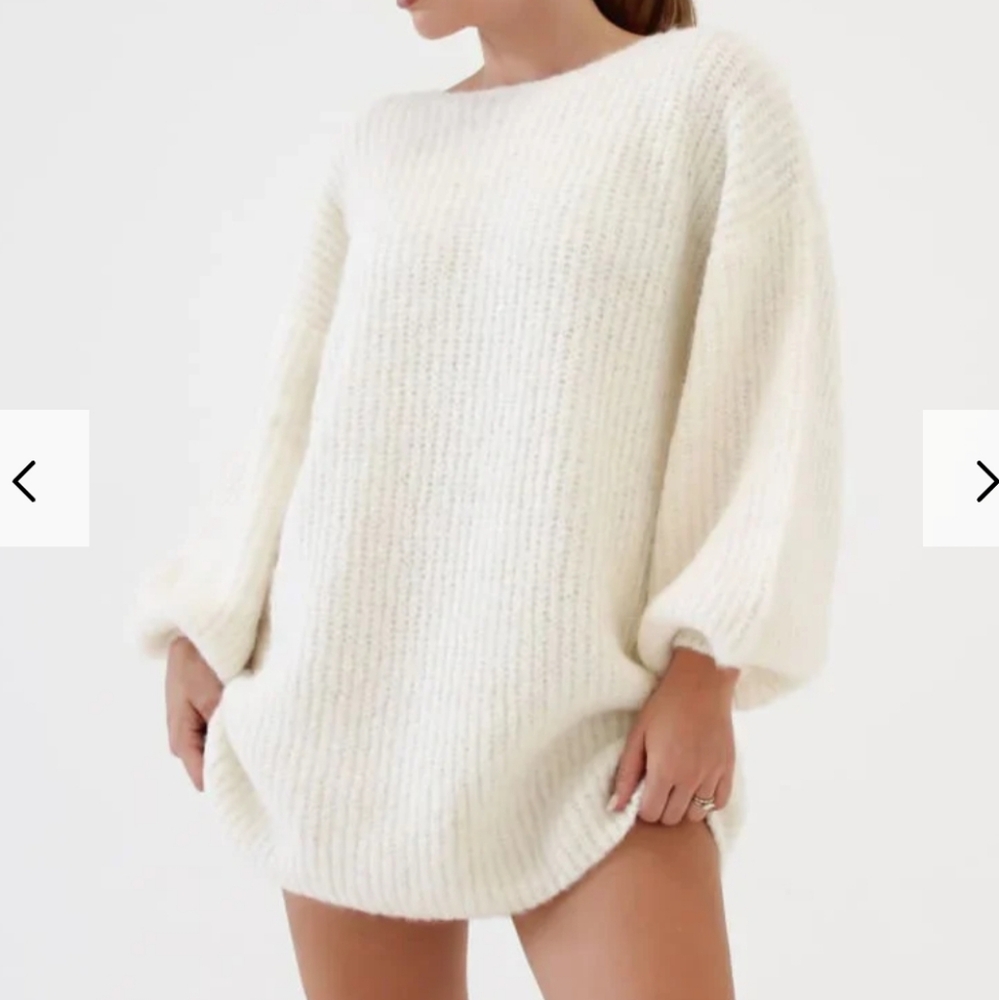 Rumored White Knit Mini Dress